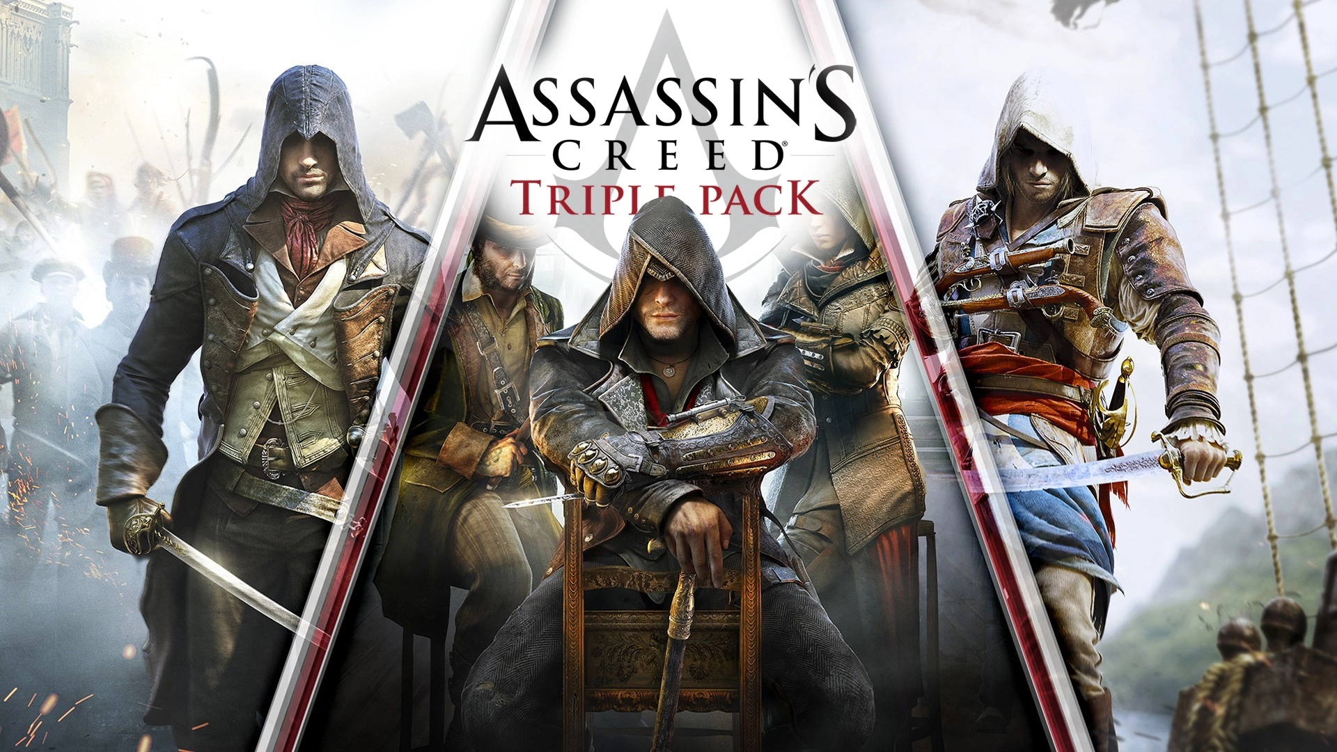 Oferta » Assassins Creed Triple Pack: Black Flag, Unity, Syndicate PS4